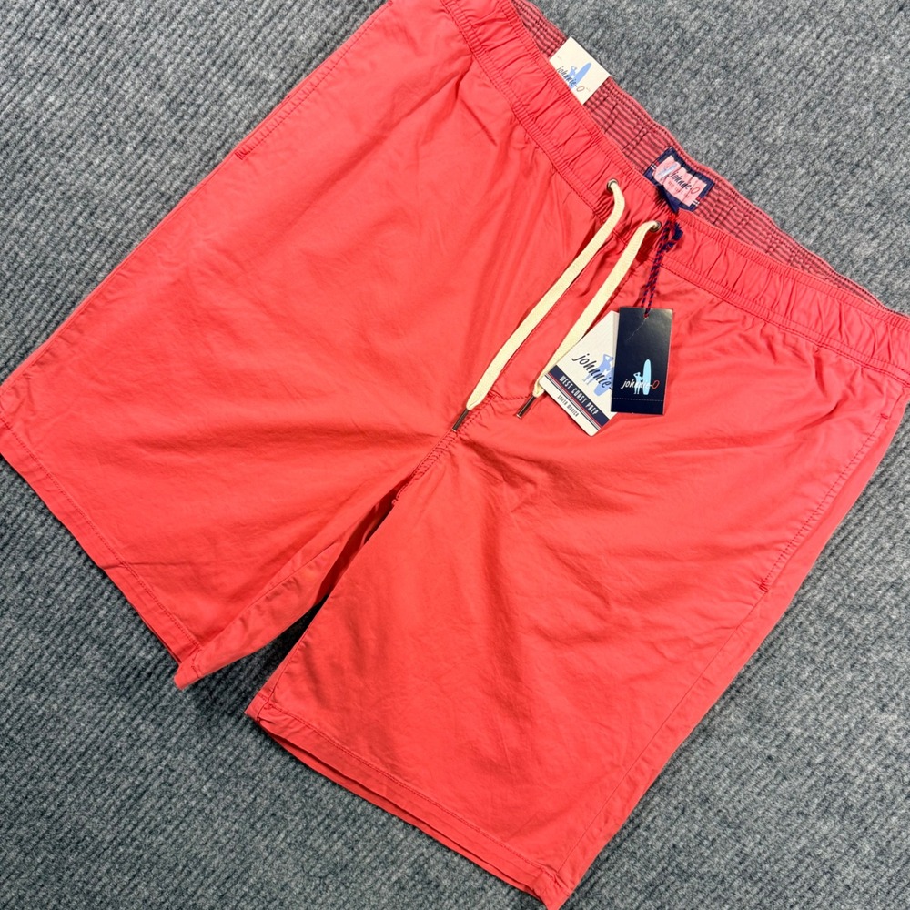 Johnnie-O San Lucas Shorts Mens 38 Punch Pink West Coast Prep Elastic Waist NWT